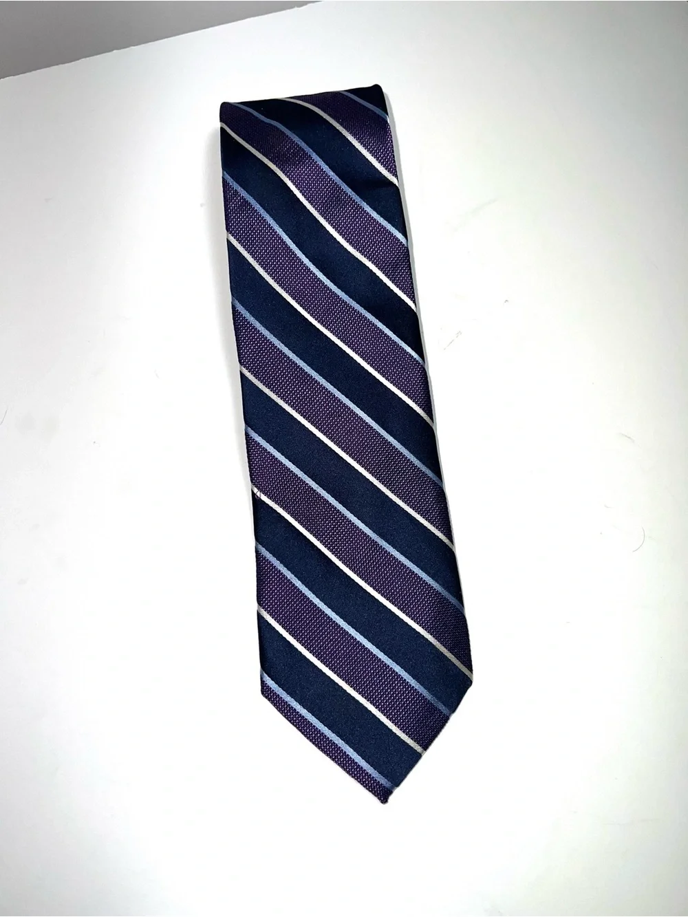 Nautica 100% silk tie Classic Navy and Purple Striped Men’s Tie